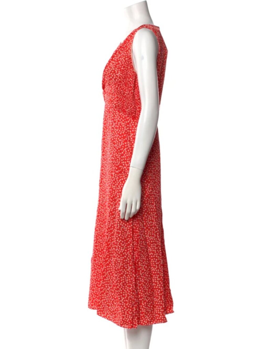 Rebecca Taylor Malia Twist Front Silk Midi Dress Red Floral Jacquard Size 4 - Picture 4 of 7